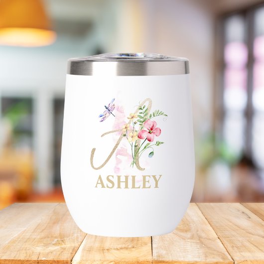 Gouden Script Letter Een Monogram Gepersonaliseerd