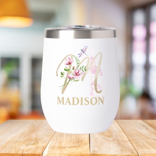 Gouden Script Letter M Monogram Gepersonaliseerde