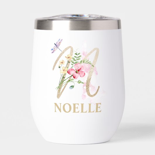 Gouden Script Letter N Monogram Gepersonaliseerde  (Voorkant)