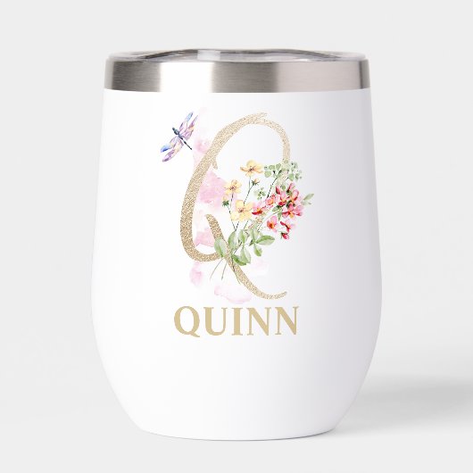 Gouden Script Letter Q Monogram Gepersonaliseerde  (Achterkant)