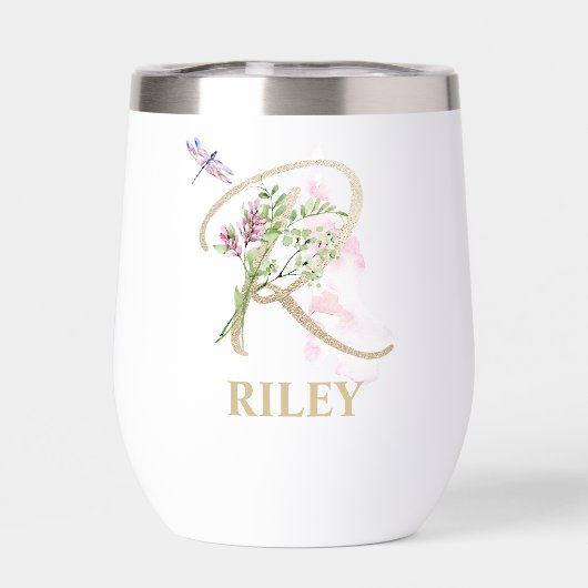 Gouden Script Letter R Monogram Gepersonaliseerde  (Achterkant)