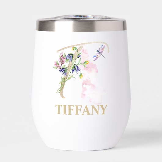 Gouden Script Letter T Monogram Gepersonaliseerde (Voorkant)