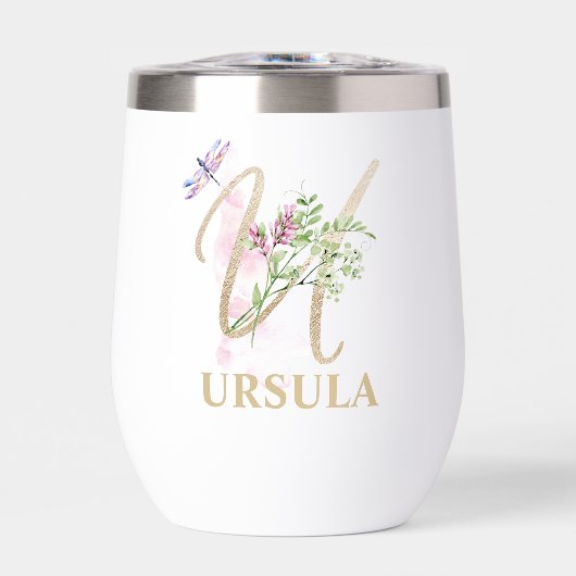 Gouden Script Letter U Monogram Gepersonaliseerde  (Voorkant)