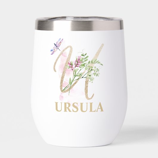 Gouden Script Letter U Monogram Gepersonaliseerde  (Achterkant)