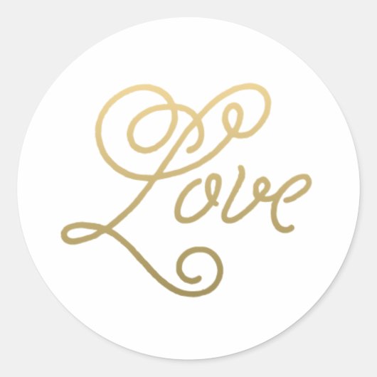 Gouden Script Liefde Elegante Bruiloft Stickers (Voorkant)