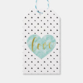 Gouden Script "Liefde" op Waterverf Hart Cadeaulabel (Voorkant)