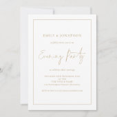 Gouden Script Line Border bruiloft Avond Party Kaart (Voorkant)