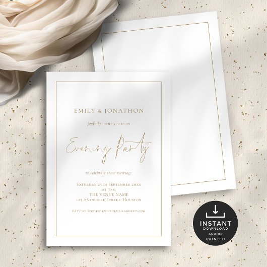 Gouden Script Line Border bruiloft Avond Party Kaart