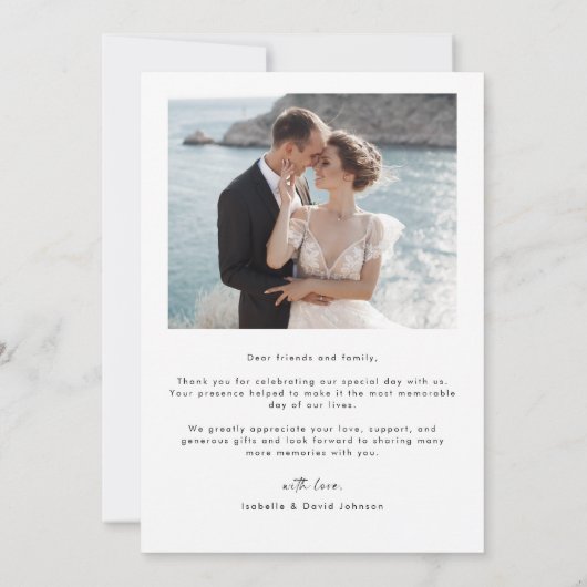 Gouden Script Moderne foto bruiloft dank u kaart (Achterkant)