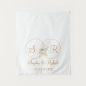 Gouden Script Monogram Bloemstuk Tafel Runner voor Wandkleed (Voorkant)