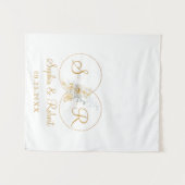 Gouden Script Monogram Bloemstuk Tafel Runner voor Wandkleed (Voorkant (horizontaal))
