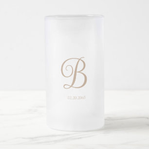 Gouden Script Monogram Bruiloft Matglas Bierpul