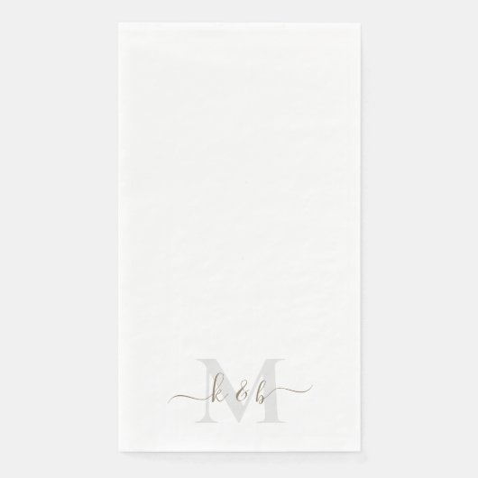 Gouden Script Monogram Elegante bruiloft Servet (Voorkant)