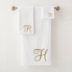 Gouden Script Monogram Handdoek