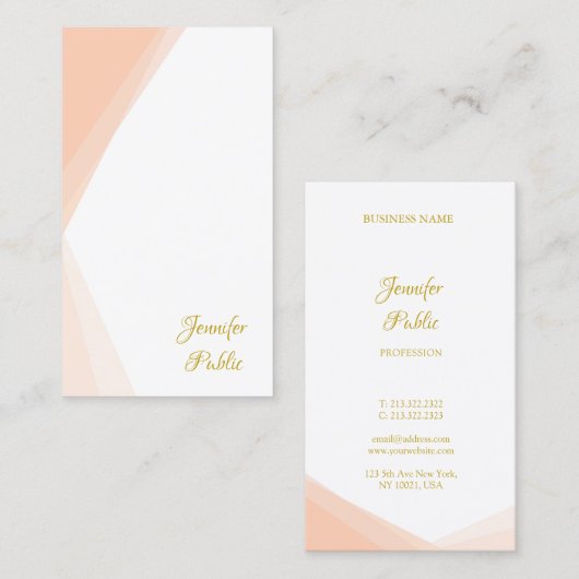 Gouden Script Naam Sjabloon Professioneel Modern Visitekaartje (Voorkant / Achterkant)