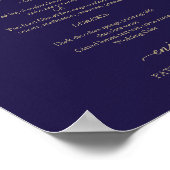 Gouden Script Navy Blauwe Trouw Menu Bord Poster (Hoek)