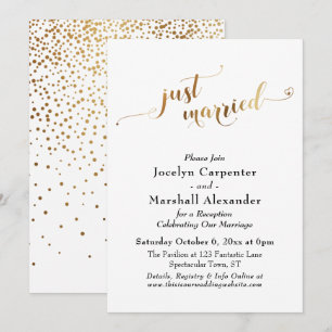 Gouden Script Net Getrouwd Confetti Rugzijde Kaart