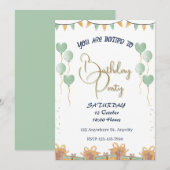 Gouden Script Party Kaart (Voorkant / Achterkant)