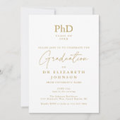Gouden Script PhD Diploma Foto Afstudeerfeest Kaart (Voorkant)