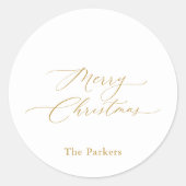 Gouden Script Prettig Kerstmis Sticker (Voorkant)