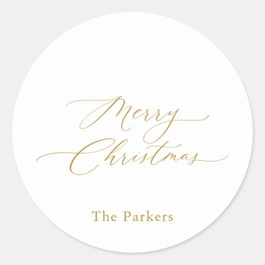Gouden Script Prettig Kerstmis Sticker (Voorkant)