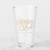 Gouden Script Sparkly Bubbly Merry Holiday Gift Glas (Voorkant)