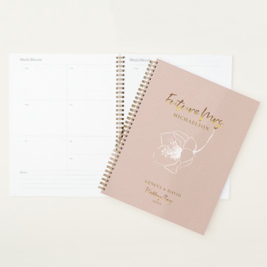 Gouden Script Toekomstige Mevrouw Roze Trouwplanne Planner (Display)
