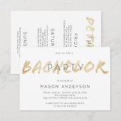 Gouden Script Uitnodiging voor Bachelorfeest Weeke (Voorkant / Achterkant)