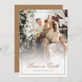 Gouden Script Vrede op Aarde Kerstmis Foto Feestdagenkaart (Voorkant / Achterkant)