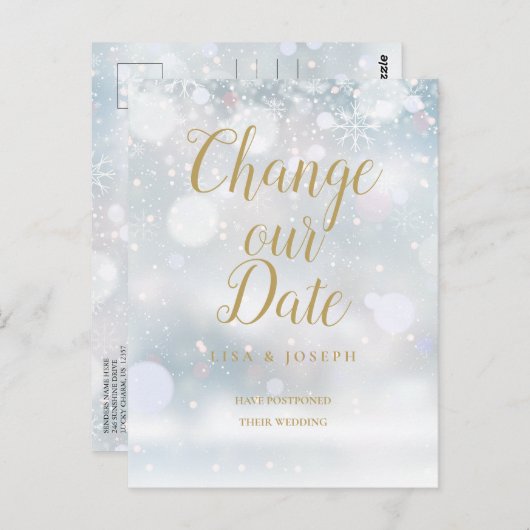 Gouden Script Wijziging van de Datum Uitgestelde W Briefkaart (Voorkant / Achterkant)