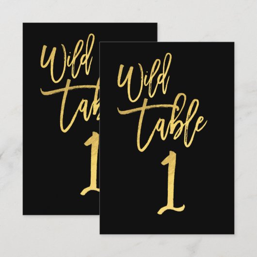 Gouden Script Wild Birthday Party Tafelnummer 1 (Voorkant / Achterkant)