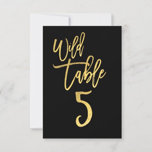 Gouden Script Wilde Verjaardagsfeest Tafel Nummer Kaart (Achterkant)