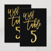 Gouden Script Wilde Verjaardagsfeest Tafel Nummer Kaart (Voorkant / Achterkant)