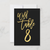 Gouden Script Wilde Verjaardagsfeest Tafel Nummer Kaart (Achterkant)