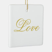 Gouden Script Wit Rood Liefde Bruiloft Kalligrafie Keramisch Ornament (Rechts)
