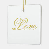 Gouden Script Wit Rood Liefde Bruiloft Kalligrafie Keramisch Ornament (Links)