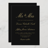 gouden script zwarte MR & MRS trouwuitnodiging Kaart (Voorkant / Achterkant)