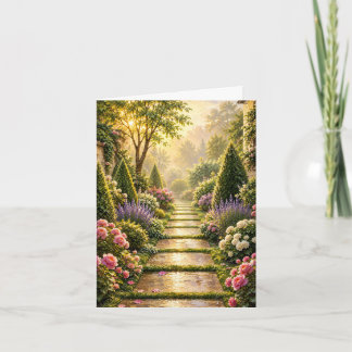 Gouden Secretetuin Pad Bloemrijke Wenskaart Kaart