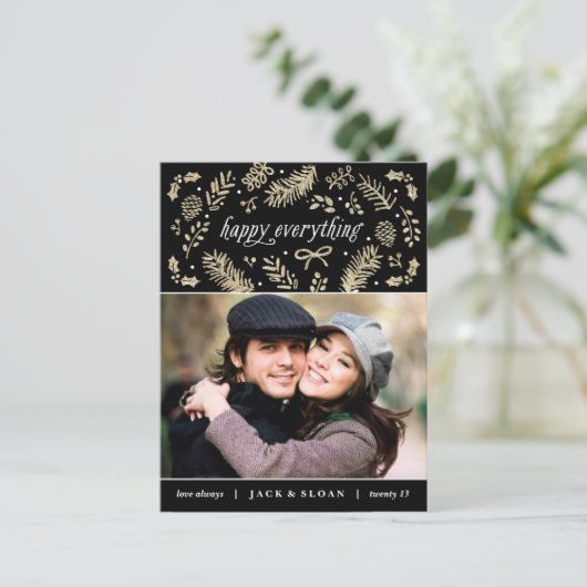 Gouden Seizoensdetails Vakantie Ansichtkaart Feestdagenkaart (Staand voorkant)