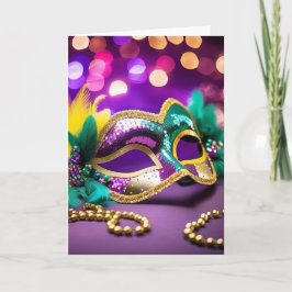 Gouden Sequin Mardi Gras Mask Verjaardag Kaart