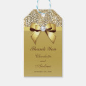 Gouden Sequins Bow Diamond Bruiloft Cadeaulabel (Voorkant)