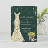 Gouden Sequins Jurk, Laarzen Zonnebloemen Groen Kaart (Staand voorkant)