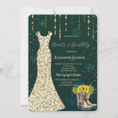 Gouden Sequins Jurk, Laarzen Zonnebloemen Groen Kaart (Voorkant)