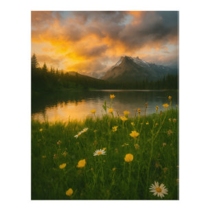 Gouden Sereniteit: Bergmeer Foto Afdruk