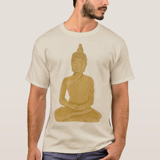 Gouden Sereniteit – Meditatieve Boeddha kunst T-shirt (Voorkant)