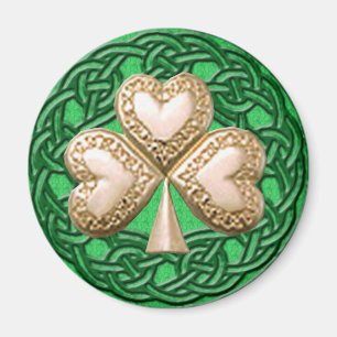Gouden Shamrock op Keltische knopen magneet