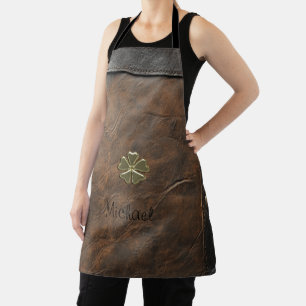 Gouden Shamrock St.Patrick`s Day,Bruin Leer Schort