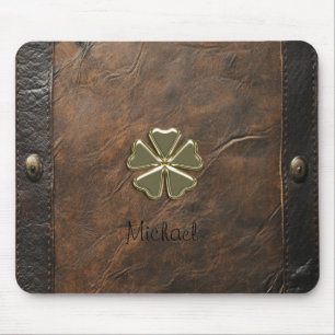 Gouden Shamrock St. Patrick's Day, Bruin leer Muismat