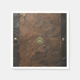 Gouden Shamrock St. Patrick's Day, Bruin leer Servet