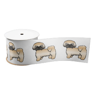 Gouden Shih Tzu met Zwarte Masker Knuffel Cartoon Lint